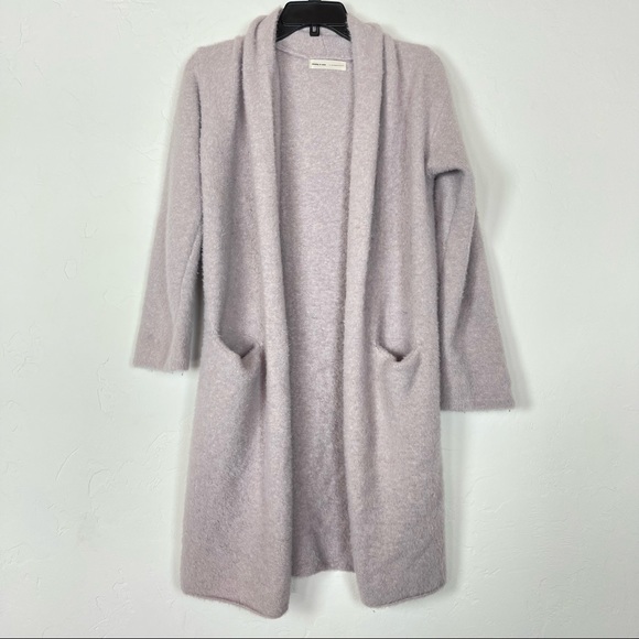 Anthropologie Sweaters - Anthropologie Cardigan Sweater Plush Soft Fuzzy Long Length Pockets Purple
